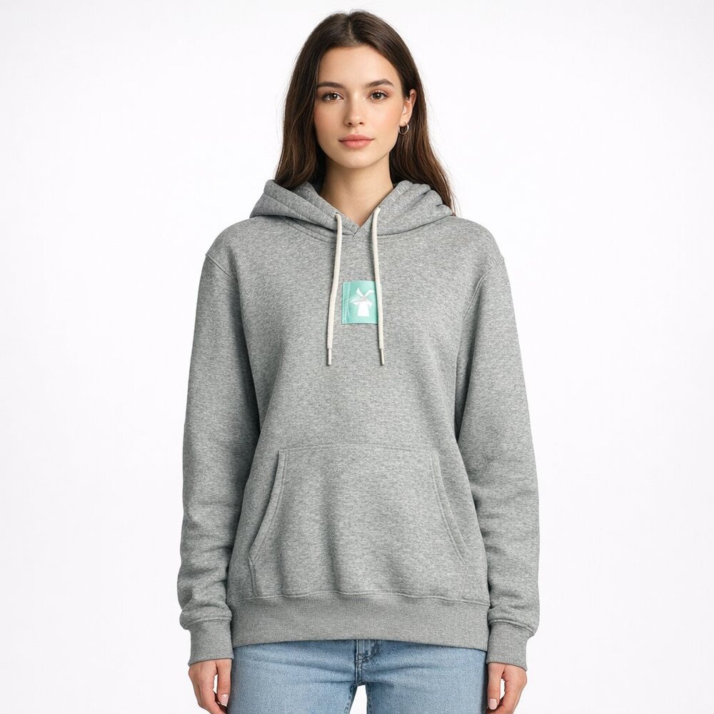 Dutch Bros Coffee Windmill Patch Hoodie Gray Size Small Barista Core Soft Girl